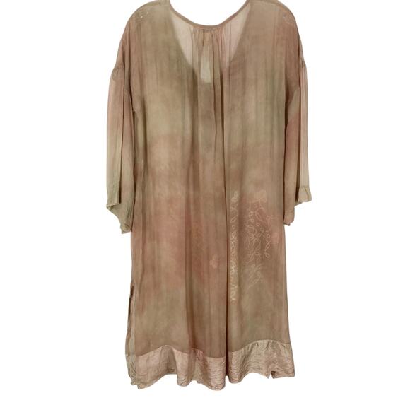 Nwot THE PEOPLE OF THE LABYRINTHS Dress M Silk Sheer Watercolor Embroidery ALine - Picture 3 of 16